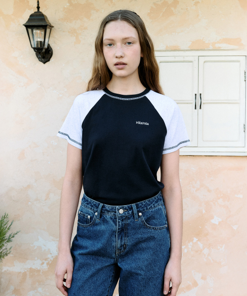 RAGLAN STITCH T-SHIRT NV+M/GY