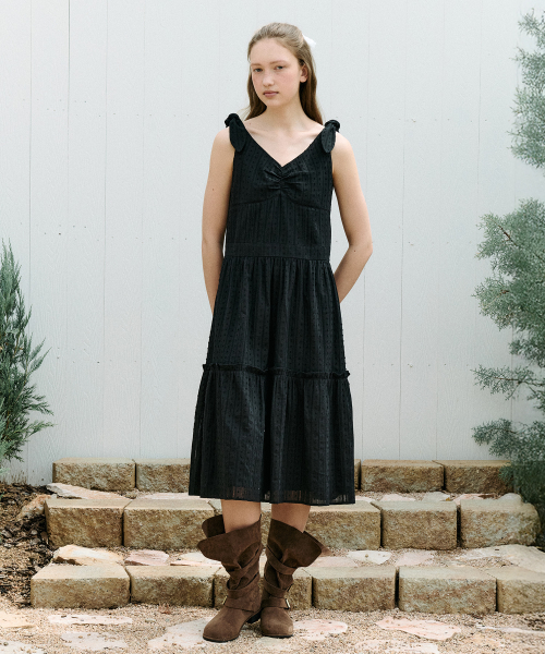 TIE RIBBON SLEEVELESS ONEPIECE BLACK
