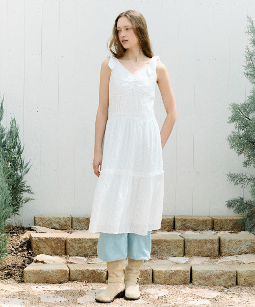 TIE RIBBON SLEEVELESS ONEPIECE IVORY