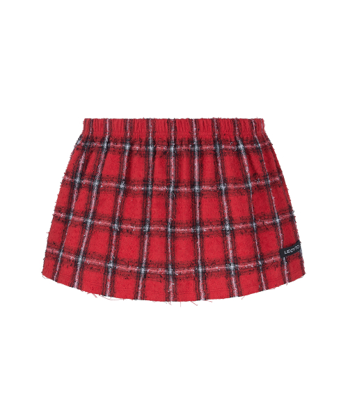 Layered Punk Check Skirt_[Red]