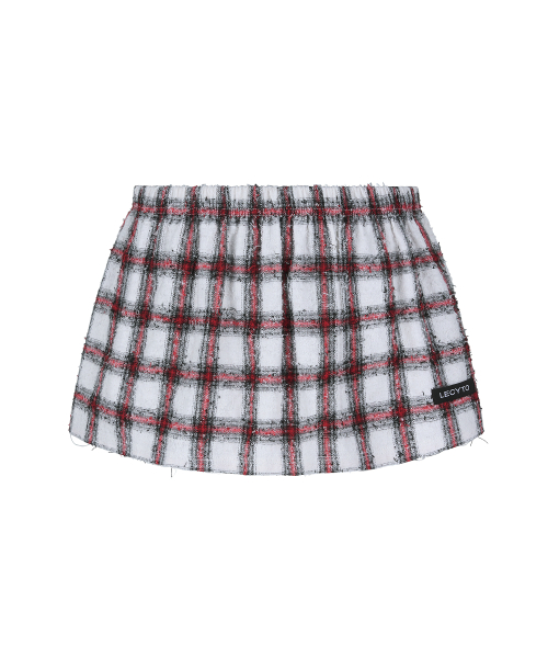 Layered Punk Check Skirt_[White]