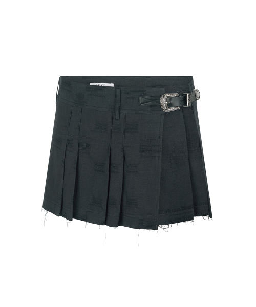 Layered Short Pleated Skirt_[Black]