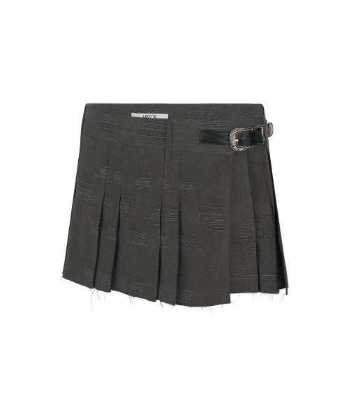 Layered Short Pleated Skirt_[Charcoal]