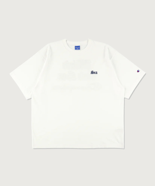 챔피온 X 윈드앤씨 Sea 로고 반팔 티셔츠 White