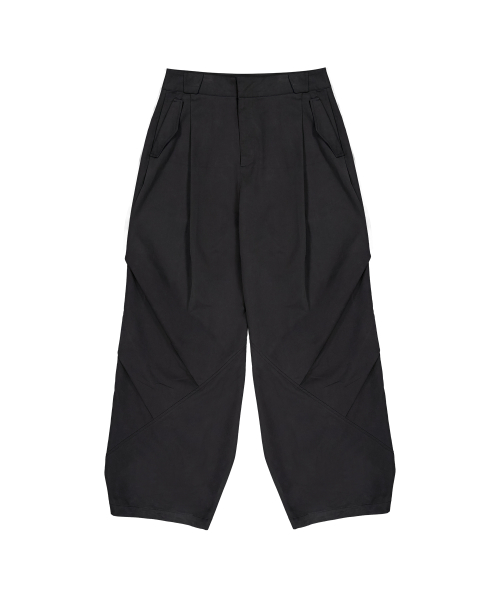 Side Drape Wide Pants - BLACK