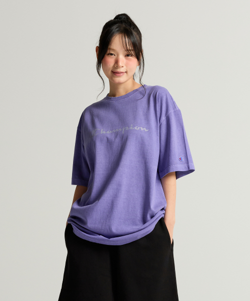 빅 로고 피그먼트 반팔 티셔츠 Purple