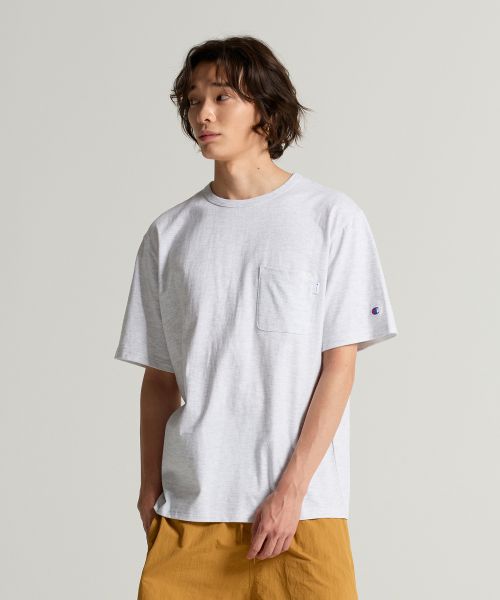 C로고 UNI 포켓 반팔 티셔츠 Light Grey