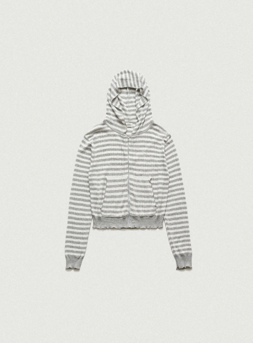 Cotton Eyelet Hooded Knit_Stripe