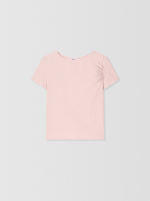 Shelley Shirring T-Shirt_Pink