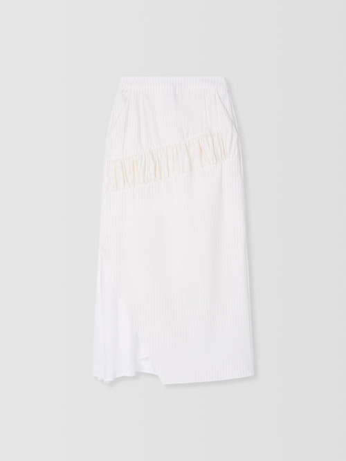 Flaubert Shirring Skirt_White
