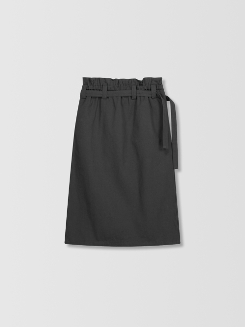 Tulip Belted Cotton Midi Skirt _ Charcoal