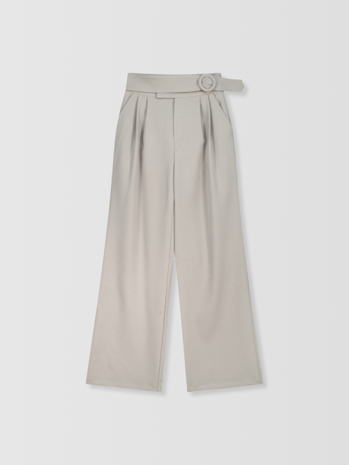 Bijou Pintuck Wide Slacks_Light Beige