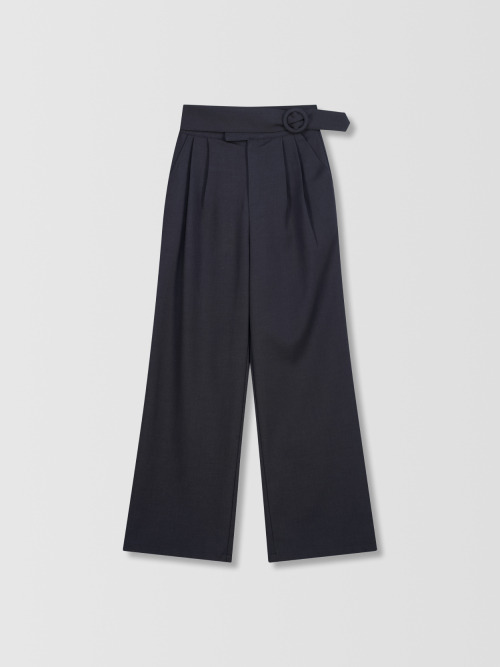 Bijou Pintuck Wide Slacks_Charcoal