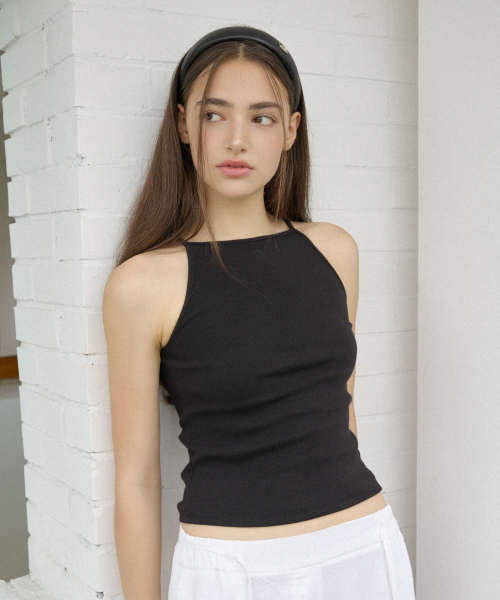 NYW LOGO BOAT-NECK SLEEVELESS_BLACK