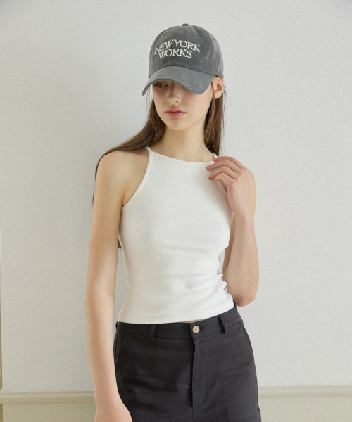 NYW LOGO BOAT-NECK SLEEVELESS_WHITE