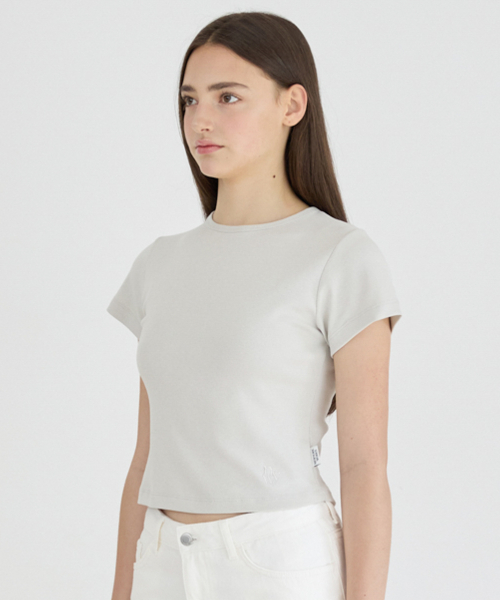 NYW EMBROIDERED WOMAN FIT T-SHIRTS_MINT GRAY