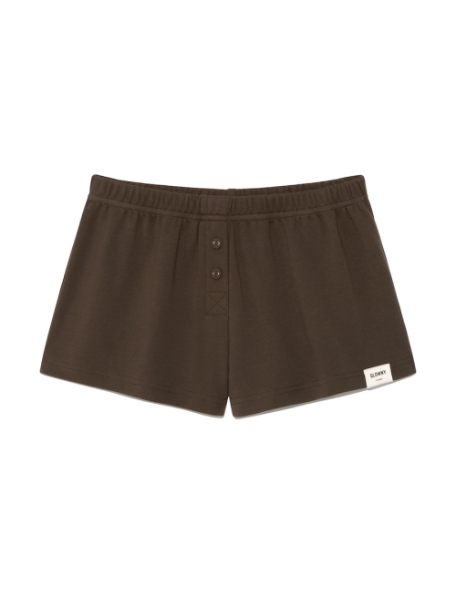 BUTTON FLY MINI SHORTS (CHOCO)