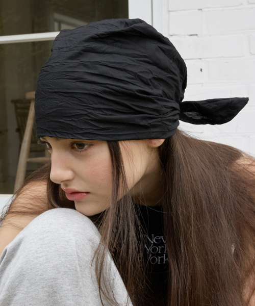KNOTTED HAIR BANDANA_BLACK
