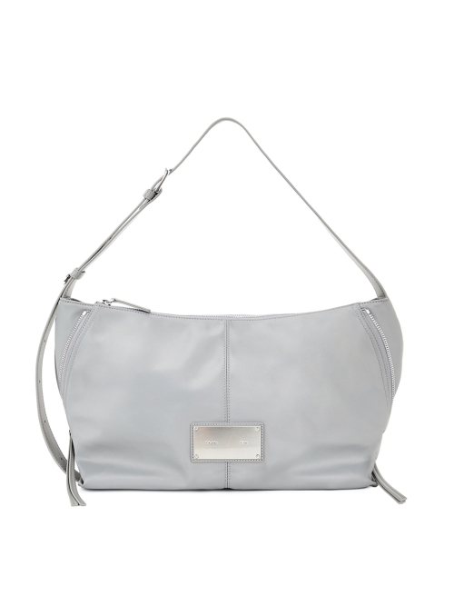 SIDE ZIPPER FABRIC SHOULDER BAG IN GREY