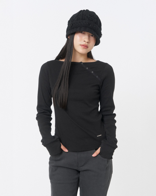 Slash button long sleeves BLACK