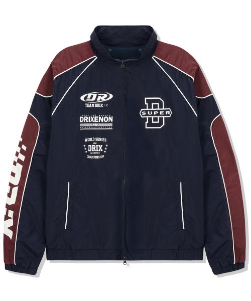COLOR BLOCK PIPING RACING JACKET_NAVY