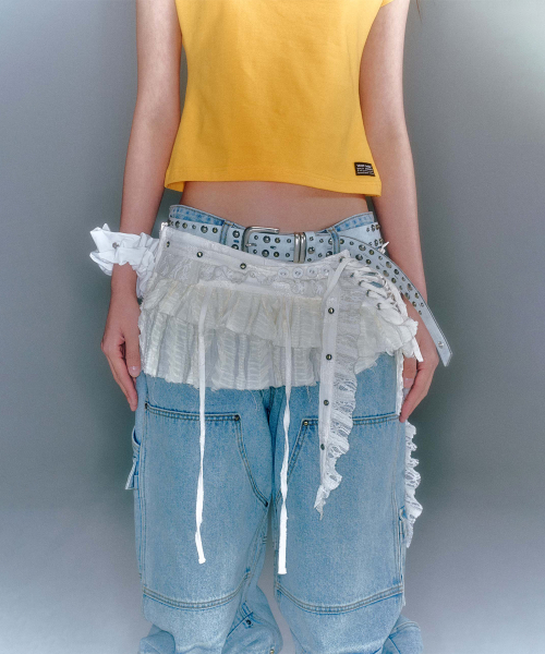LILLY LACE LAYERED MINI SKIRT (2COLOR)