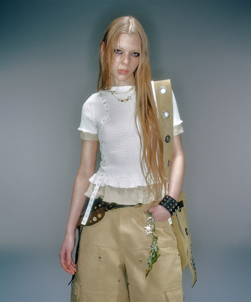 EDEL LAYERED SHIRRING T-SHIRT (3COLOR)