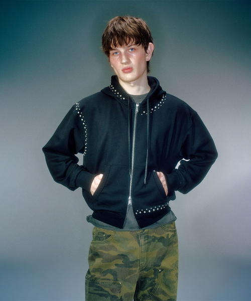 NOAH STUD HOOD ZIP-UP (3COLOR)