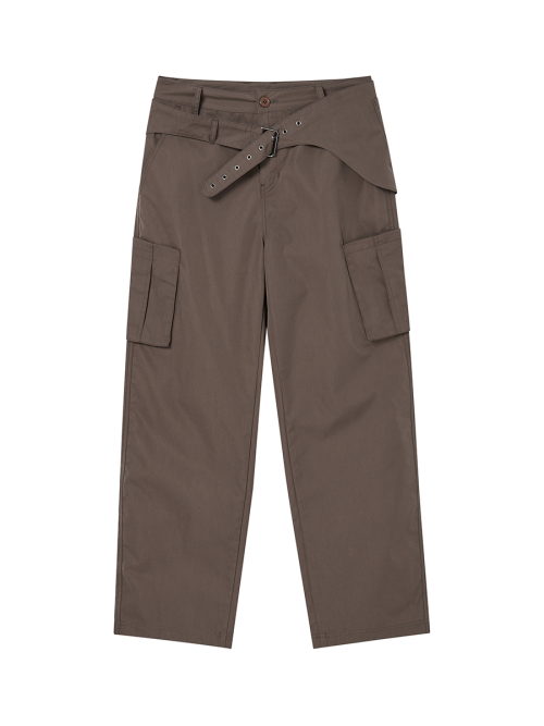 2-PIECE BELT PANTS BROWN
