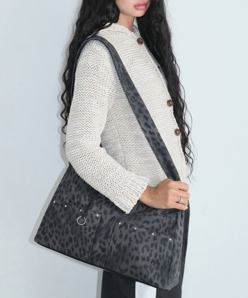 BASH SLOUCHY BAG - LEOPARD BLACK