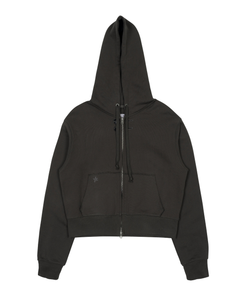 TCM vintage button hooded zip-up (charcoal)
