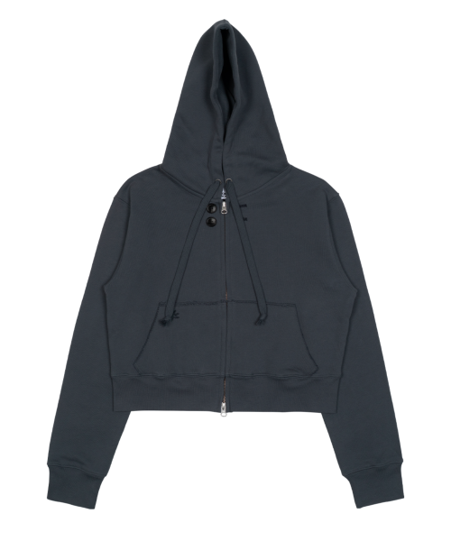 TCM vintage button hooded zip-up (blue)