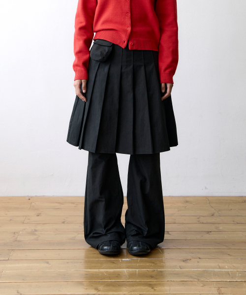TCM skirt layered pants (black)