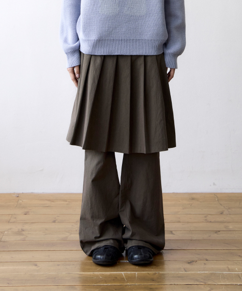 TCM skirt layered pants (brown)