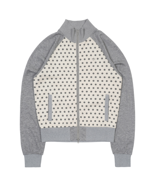 TCM dot raglan zip-up (beige/grey)
