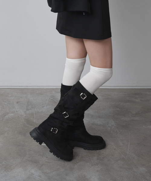 Hem Buckle Long Boots 412548001 (5.5cm/2 colors)