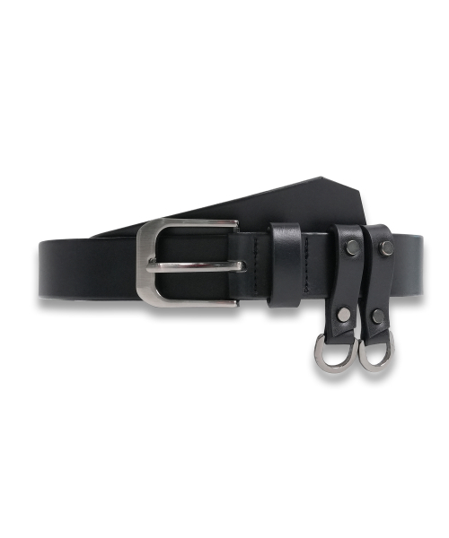 Cowhide Leather Keyring Belt BLACK