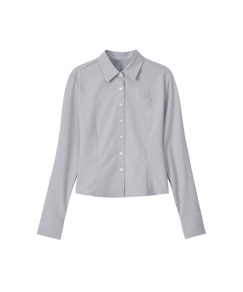 Sleek Span Slim Line Crop Shirt - GREY