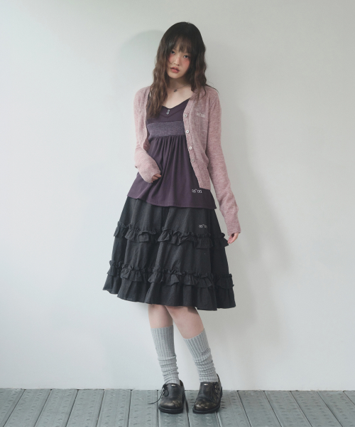CHECK KANGKANG MIDI SKIRT / BLACK