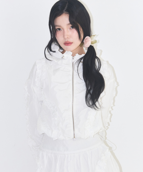 프릴 도트 윈드브레이커 화이트
