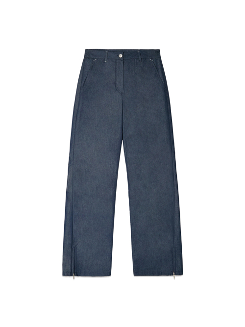 BACK TUCK DETAIL DENIM LIKE PANTS IN NAVY