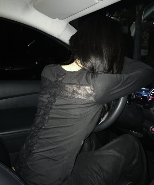 BACK CROSS LONG SLEEVE (BLACK) F25ZB027
