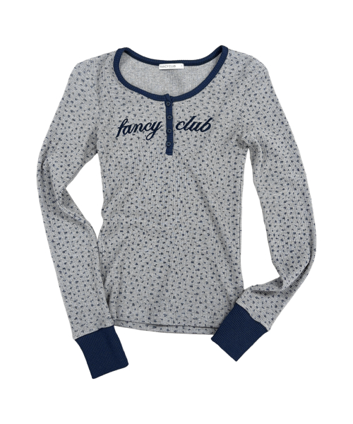 HENLEY NECK WAFFLE LONG SLEEVE (FLOWER) F26QB046