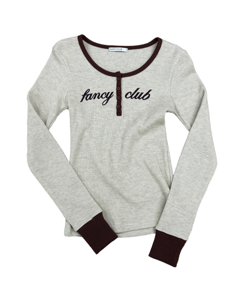 HENLEY NECK WAFFLE LONG SLEEVE (OATMEAL) F26QB046