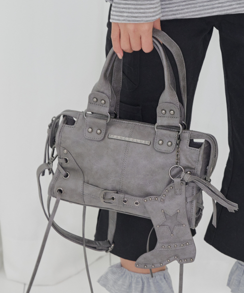 BELTED WASHING VEGAN LEATHER MINI BAG (GRAY) F26QE991
