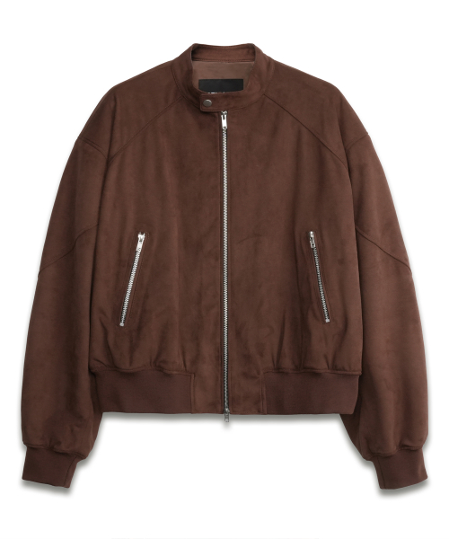 Paneled Sporty Leather Jacket MOCHA