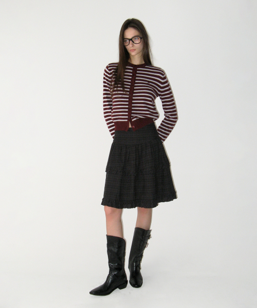 Frill Midi Skirt, BLACK