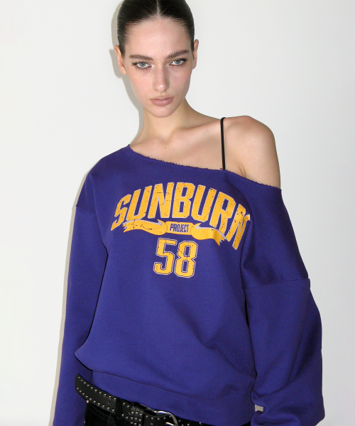 Off-shoulder Sunburn Sweatshirt, PURPLE