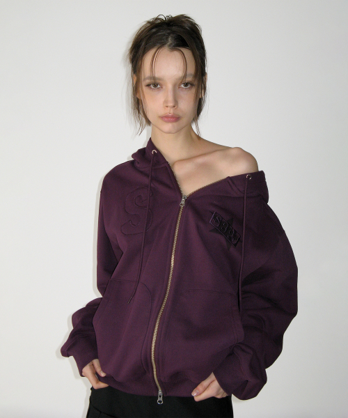 Logo Patch Hoodie Zip-up, PURPLE