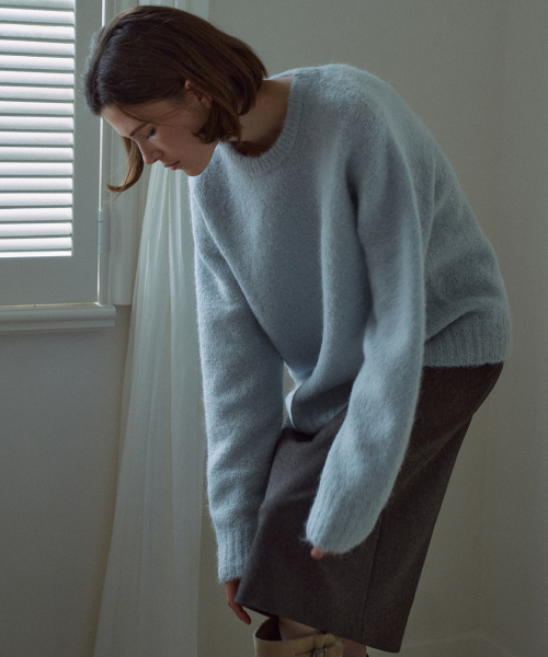 Holgament Alpaca Round Neck Knit Top[LMBEAUKN296]-3color